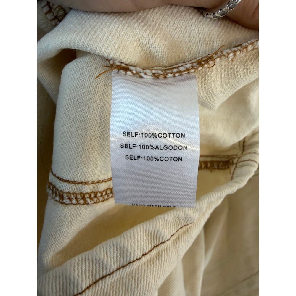 Whiteroom + Cactus Cotton Denim Shirt Dress Beige Snap Button Utility Size M - Picture 6 of 10